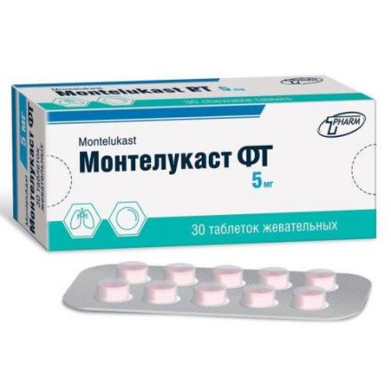 МОНТЕЛУКАСТ ФТ табл. жеват. 5 мг №30