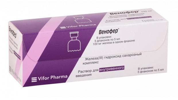ВЕНОФЕР р-р д/инъекц. в/в 20 мг/мл фл. 5 мл №5