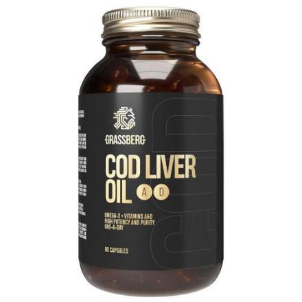 GRASSBERG МАСЛО ПЕЧЕНИ ТРЕСКИ+ВИТ.А,Е,Д капс. №60