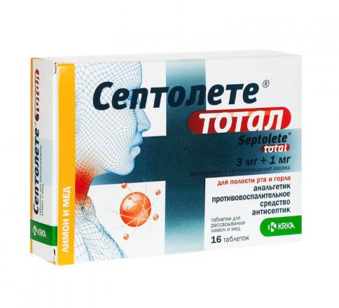 СЕПТОЛЕТЕ ТОТАЛ лимон-мед табл. д/рассас. №16