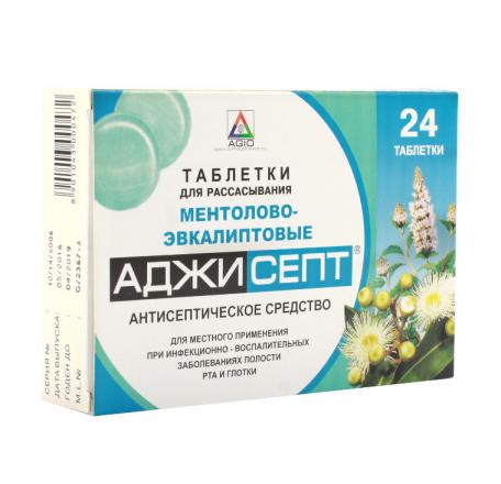 АДЖИСЕПТ ментол- эвкалипт табл. д/рассас. №24