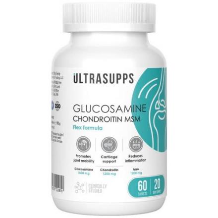 ULTRASUPPS ГЛЮКОЗАМИН ХОНДРОИТИН МСМ ФЛЕКС ФОРМУЛА табл. №60