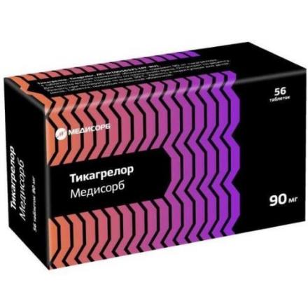 ТИКАГРЕЛОР МЕДИСОРБ табл. п/о плен. 90 мг №56