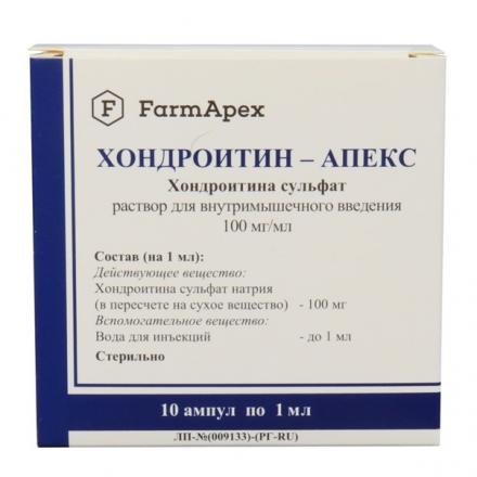 ХОНДРОИТИН АПЕКС р-р д/инъекц. в/м 100 мг/мл амп. 1 мл №10