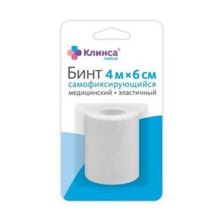 БИНТ САМОФИКСИРУЮЩИЙСЯ КЛИНСА белый 6см х 4м
