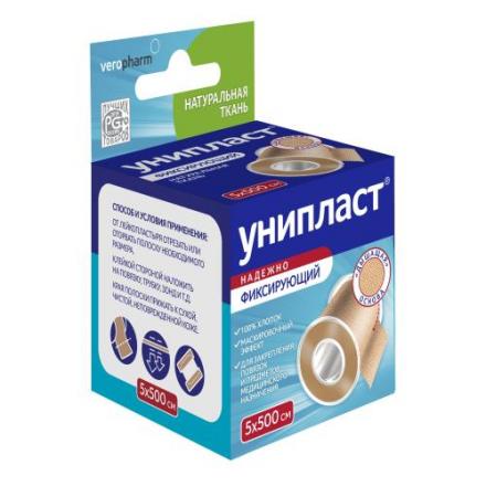 ЛЕЙКОПЛАСТЫРЬ ФИКСИРУЮЩИЙ УНИПЛАСТ телесный 5см х 500см