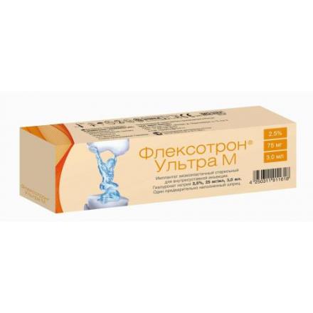 ФЛЕКСОТРОН УЛЬТРА М р-р д/внутрисуставного введ. шприц 25 мг/мл 3 мл №1