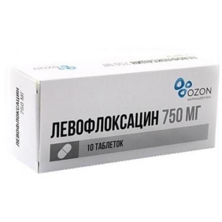 ЛЕВОФЛОКСАЦИН ОЗОН табл. п/о плен. 750 мг №10
