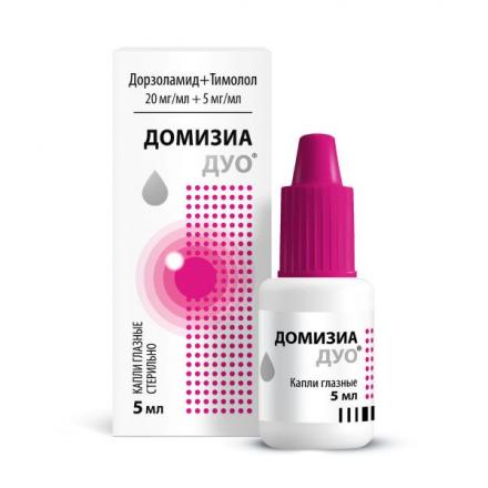 ДОМИЗИА ДУО капли глазные 20+5 мг/мл фл.- кап. 5 мл