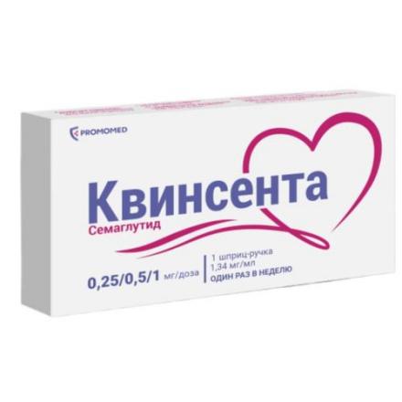 КВИНСЕНТА р-р д/инъекц. п/к 1,34 мг/мл шприц-ручка 3 мл №1 (0,25/0,5 мг/1 мг/доза) + 9 игл
