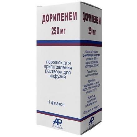 ДОРИПЕНЕМ пор. д/приг. инф. 250 мг фл. №1
