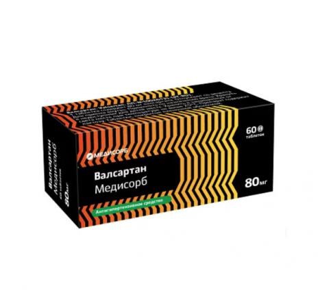 ВАЛСАРТАН МЕДИСОРБ табл. п/о плен. 80 мг №60