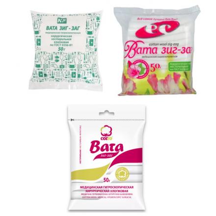 ВАТА ХИРУРГИЧЕСКАЯ ЗИГ-ЗАГ 50 гр