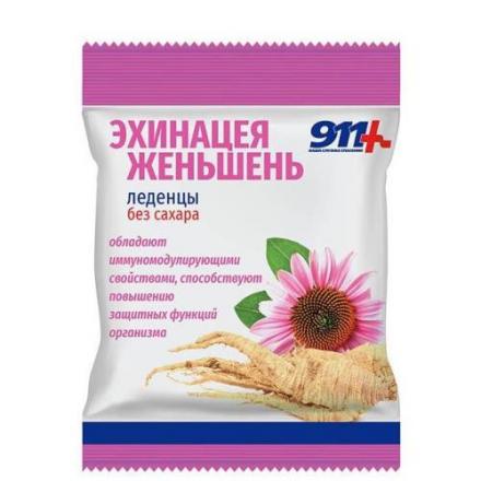 911 ВИТАМИН С леденцы эхинацея/женьшень без сахара 50 гр