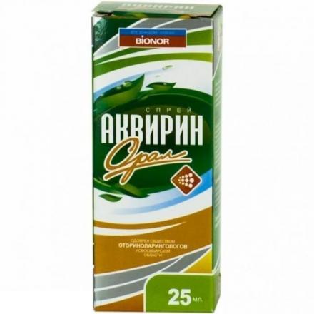 АКВИРИН ОРАЛ спрей наруж. 25 мл
