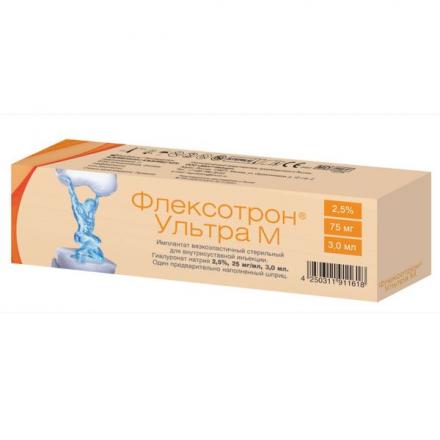 ФЛЕКСОТРОН УЛЬТРА М р-р д/внутрисуставного введ. шприц 25 мг/мл 3 мл №1