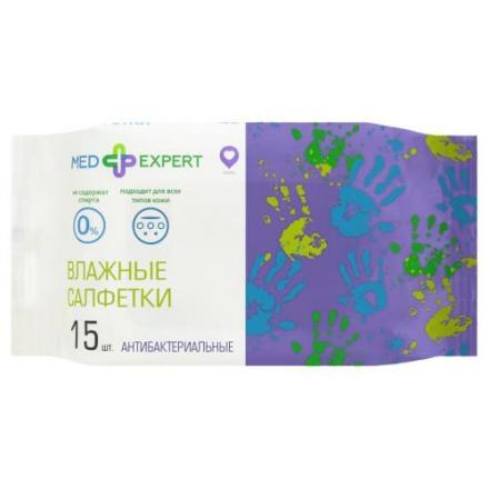 MED EXPERT САЛФЕТКИ ВЛАЖНЫЕ антибактериальные №15