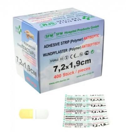 ЛЕЙКОПЛАСТЫРЬ БАКТЕРИЦИДНЫЙ SFM STRIP полимерная основа 1,9см х 7,2см №400