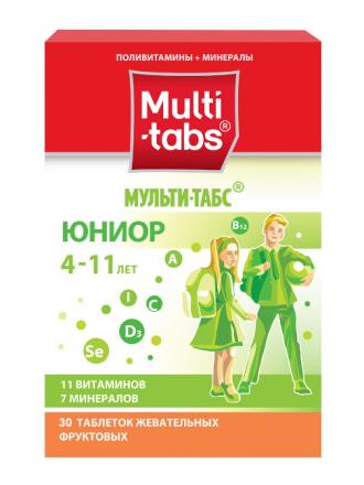 МУЛЬТИ-ТАБС ЮНИОР фруктовый вкус табл. жеват. №30