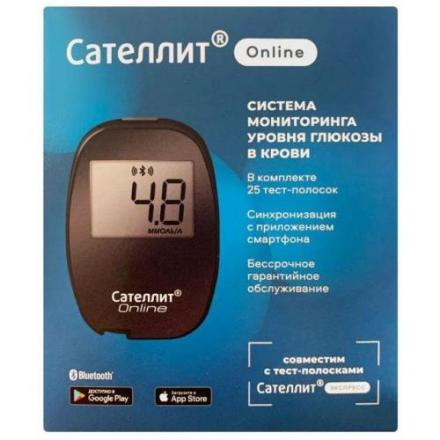 САТЕЛЛИТ ГЛЮКОМЕТР ONLINE + тест-полоски №25