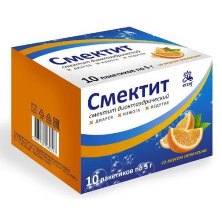 СМЕКТИТ пор. д/приг. сусп. апельсин пак. №10