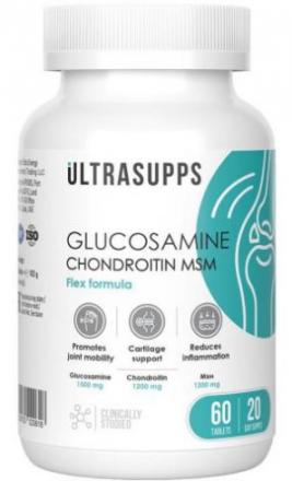 ULTRASUPPS ГЛЮКОЗАМИН ХОНДРОИТИН МСМ ФЛЕКС ФОРМУЛА табл. №60