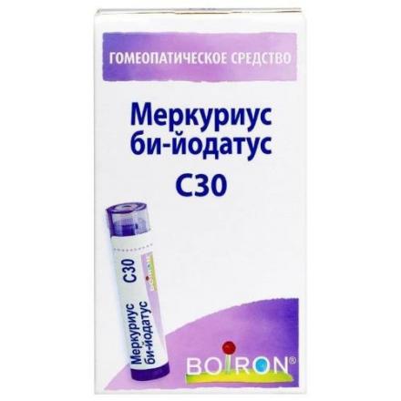 МЕРКУРИУС БИ-ЙОДАТУС С30 гранулы гомеопатич. 4 гр