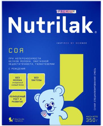 НУТРИЛАК ПРЕМИУМ СОЯ СМЕСЬ СУХАЯ БЕЗМОЛОЧНАЯ с рождения 350 гр
