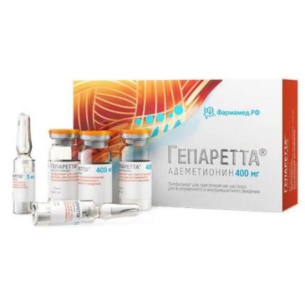 ГЕПАРЕТТА лиоф. д/приг. р-ра в/в и в/м 400 мг фл. №5 + растворитель