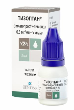 ТИЗОПТАН капли глазные 0,3+5 мг/мл фл.- кап. 3 мл