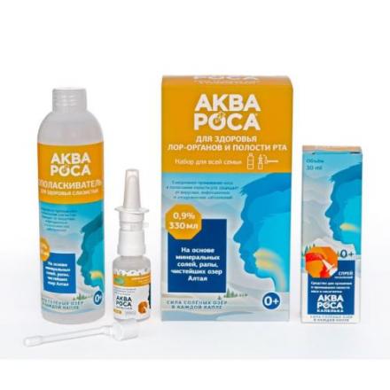АКВАРОСА ополаскиватель для полости рта и носа 0,9% 300 мл + спрей назальн. + насадка