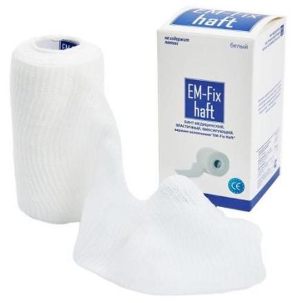 БИНТ ЭЛАСТИЧНЫЙ EM-FIX HAFT белый 12см х 4м