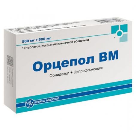 ОРЦЕПОЛ ВМ табл. п/о плен. 500+500 мг №10