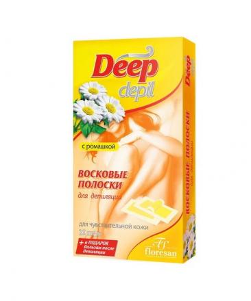 ФЛОРЕСАН DEEP DEPIL ПОЛОСКИ ВОСКОВЫЕ ДЛЯ ДЕПИЛЯЦИИ ромашка д/чувст.кожи №20 (ф-484)