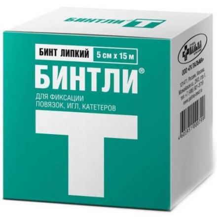 БИНТ ЛИПКИЙ БИНТЛИ Т 5см х 15м