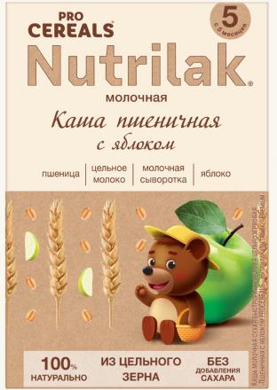 НУТРИЛАК ПРЕМИУМ PRO CEREALS КАША МОЛОЧНАЯ пшеничная яблоко 200 гр