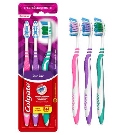 КОЛГЕЙТ ЗИГ-ЗАГ ЗУБНАЯ ЩЕТКА средняя №3