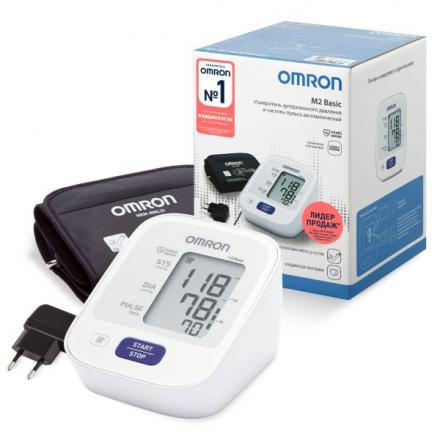 ОМРОН (OMRON) ПРИБОР (ТОНОМЕТР) ИЗМ. АРТ. ДАВЛЕНИЯ АВТОМАТ + АДАПТЕР И УНИВЕРСАЛЬНАЯ МАНЖЕТА M2 BASIC (HEM-7121-ALRU)