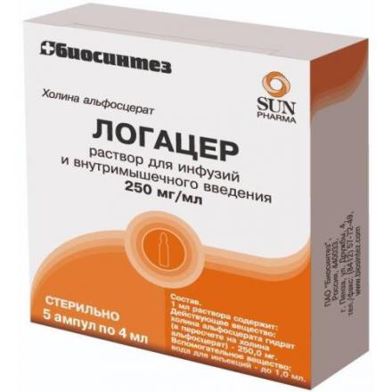 ЛОГАЦЕР р-р д/инф. и в/м 250 мг/мл амп. 4 мл №5