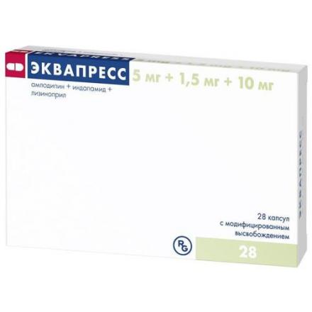 ЭКВАПРЕСС капс. с модиф. высв. 5+1,5+10 мг №28