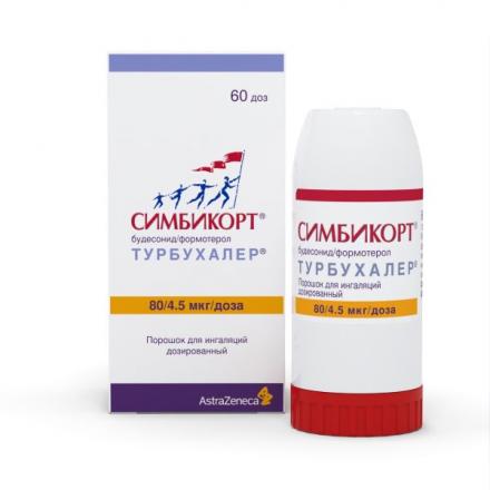 СИМБИКОРТ ТУРБУХАЛЕР пор. д/ингал. 80+4,5 мкг/доза 60 доз