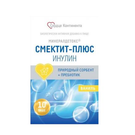 МИНЕРАЛДЕТОКС СМЕКТИТ-ПЛЮС ИНУЛИН СЕРДЦЕ КОНТИНЕНТА пор д/приг.р-ра внутрь ваниль саше №10