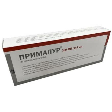 ПРИМАПУР р-р д/инъекц. п/к 66 мкг (900 МЕ) шпр.- ручка 1,5 мл +10 игл