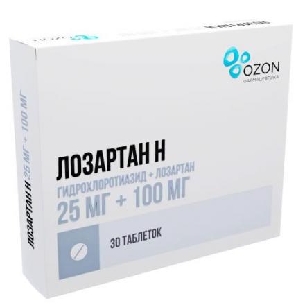 ЛОЗАРТАН Н ОЗОН табл. п/о плен. 25+100 мг №30