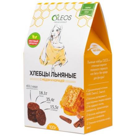 ОЛЕОС ХЛЕБЦЫ ЛЬНЯНЫЕ мед и корица 100 гр