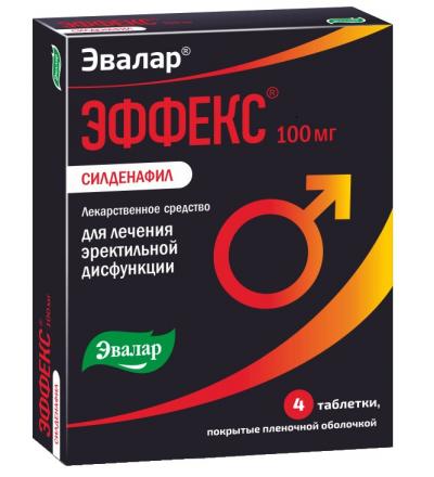 ЭФФЕКС СИЛДЕНАФИЛ ЭВАЛАР табл. п/о плен. 100 мг №4