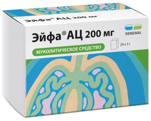 ЭЙФА АЦ гран. д/приг. р-ра внутрь 200 мг пак.-саше 3 гр №20