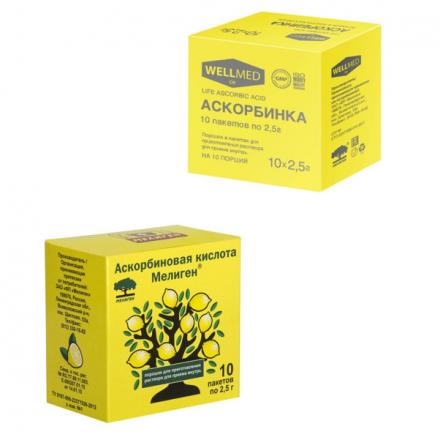 АСКОРБИНОВАЯ КИСЛОТА МЕЛИГЕН пор. внутр. пак. №10