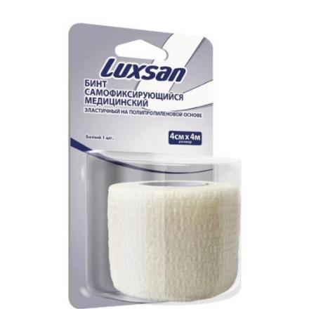БИНТ САМОФИКСИРУЮЩИЙСЯ LUXSAN полипропилен. основа 4см х 4м белый