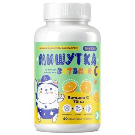 BIOFORTE МИШУТКА ВИТАМИН С пастилки апельсин №60
